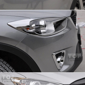 Реснички - накладки на передние фары Guardian Хром на Mazda CX-5 1 поколение